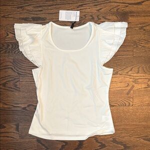 White Ruffle Sleeve Top - Amazon